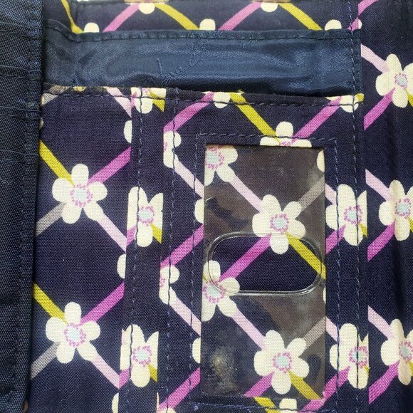 Vera Bradley Floral Wallet Navy Pink Flowers Quilted ID Card Holder Coin Purse - Picture 4 of 6